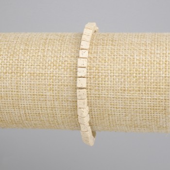 Bransoletka beżowa Lawa Wulkaniczna kostka, średnica 4x4mm+-, długość 18cm+- stretch