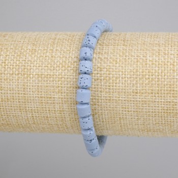 Bransoletka błękitna Lawa Wulkaniczna walec, średnica 6x6mm+-, długość 18cm+- stretch