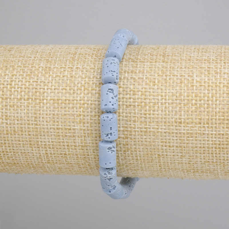 Bransoletka z błękitnej lawy wulkanicznej, cylindryczne koraliki o średnicy 10×6 mm, długość 18 cm ±, na gumce elastycznej