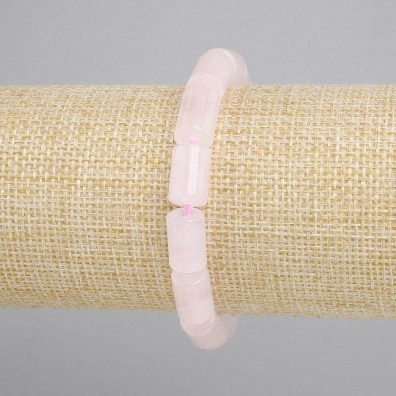 Bransoletka Kwarc różowy walec, średnica 12,5x8mm+-, długość 18cm+- stretch