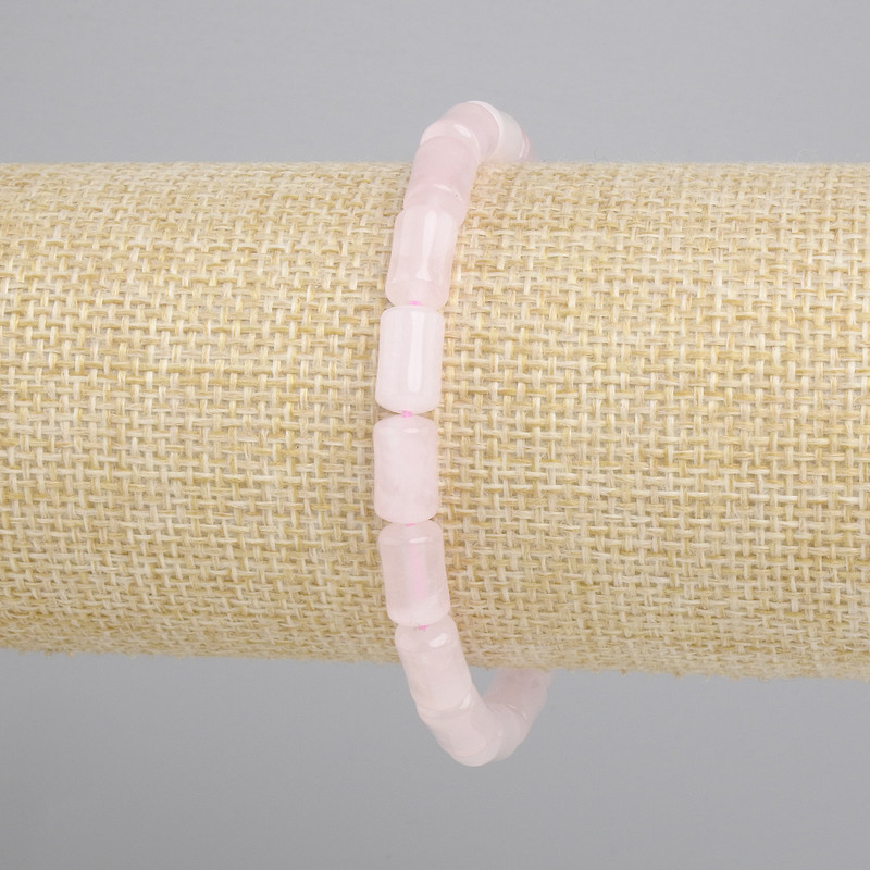 Bransoletka Kwarc różowy walec, średnica 10x6mm+-, długość 18cm+- stretch