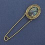 broszka-spinka z naturalnym halitem, metalem złocistym 80×22 mm+
