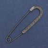 Elegancka broszka-spinka ze szarymi kryształami, 68×19 mm, ciemnosrebrny metal