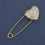 Broszka–szpilka z białymi cyrkoniami 38×12 mm ± złocisty metal