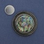 Broszka magnetyczna z haliozytem, srebrzysty metal, 40 mm+