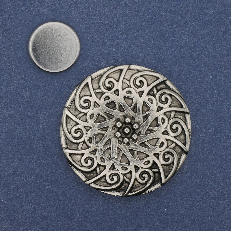 Broszka na magnesie Akcent srebrzysty metal 41 mm+