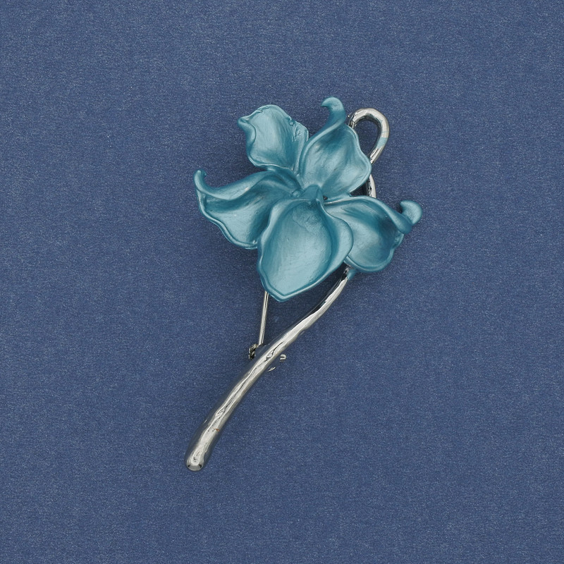 Broszka-wisiorek «Kwiat» emaliowany srebrzysty metal 56×30 mm+
