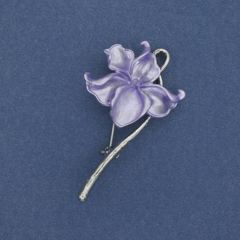 Broszka-wisiorek „Kwiat” z emalią, metal srebrzysty, 56×30 mm+