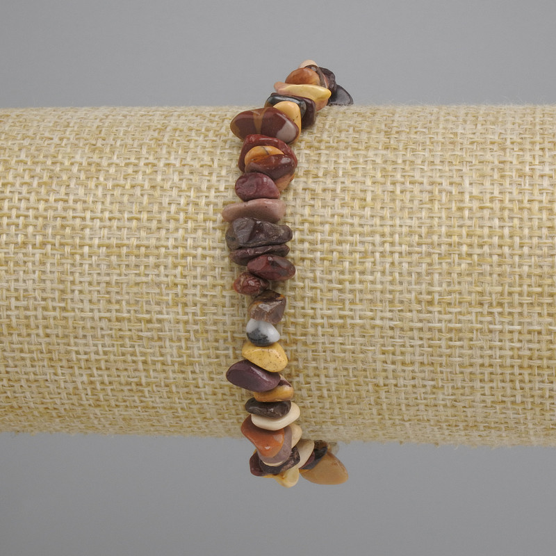 Bransoletka z jaspisu Mookait, drobiny, średnica 6–10×2–5 mm, długość 18 cm, elastyczna