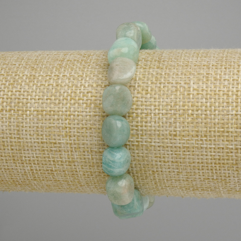 Bransoletka z amazonitu fasetowanego, średnica 9,5–10,5 × 10–11 mm ±, długość 18 cm ±, na elastycznej gumce