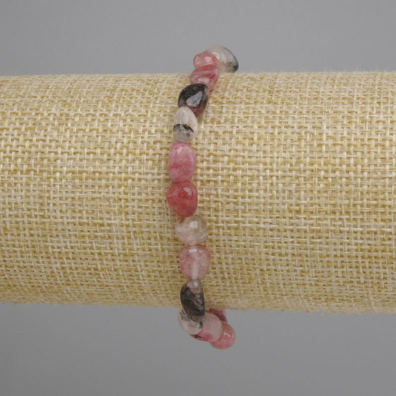 Bransoletka z rodonitu fasetowanego, średnica 7-13×6-7, 5 mm ±, długość 18 cm ±, elastyczna