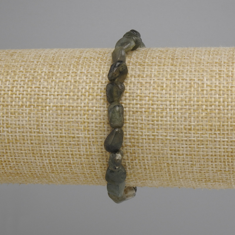 Bransoletka z labradorytu, fasetowane kuleczki, średnica 7–9×5–7 mm, długość 18 cm ±, na elastycznym sznurku