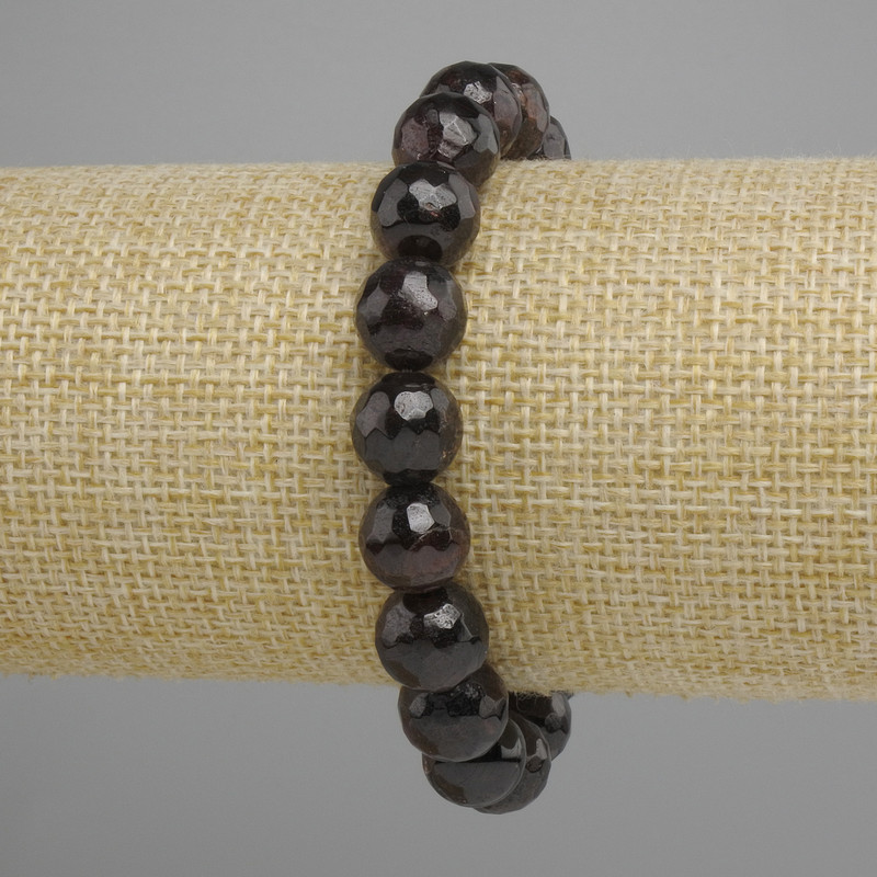 Bransoletka z granatu – fasetowane kuleczki, średnica 10,5 mm, długość 18 cm, elastyczna