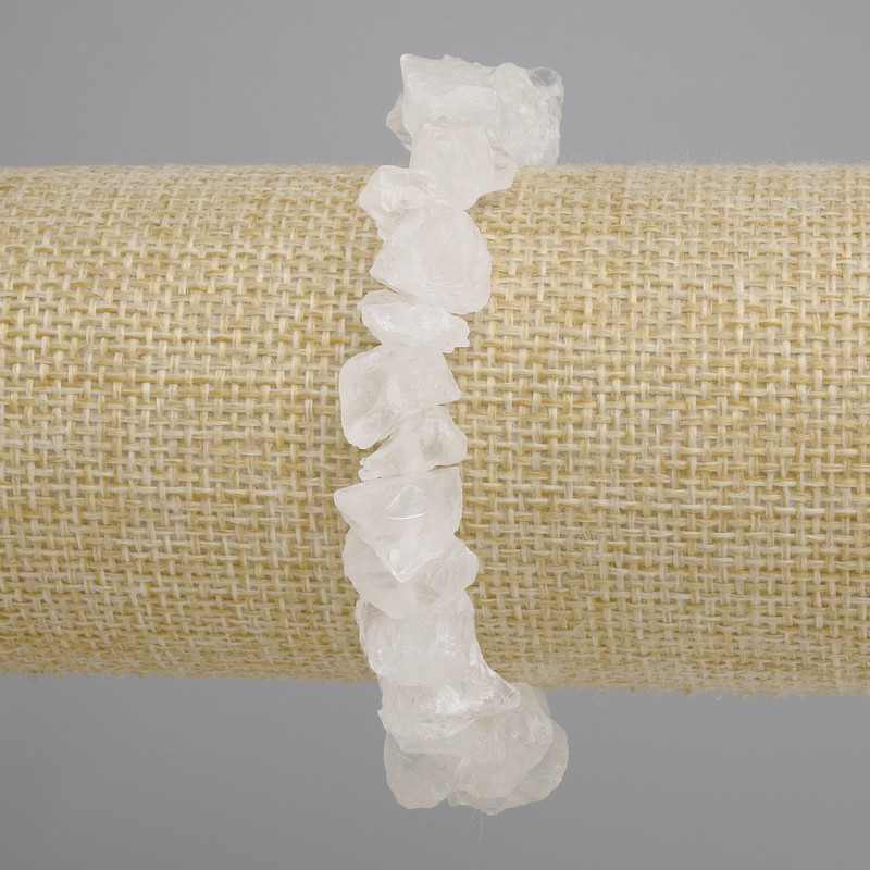 Bransoletka z górskiego kryształu, nieobrobione kamienie, średnica 8–14×5–7 mm, długość 18 cm +/- elastyczna