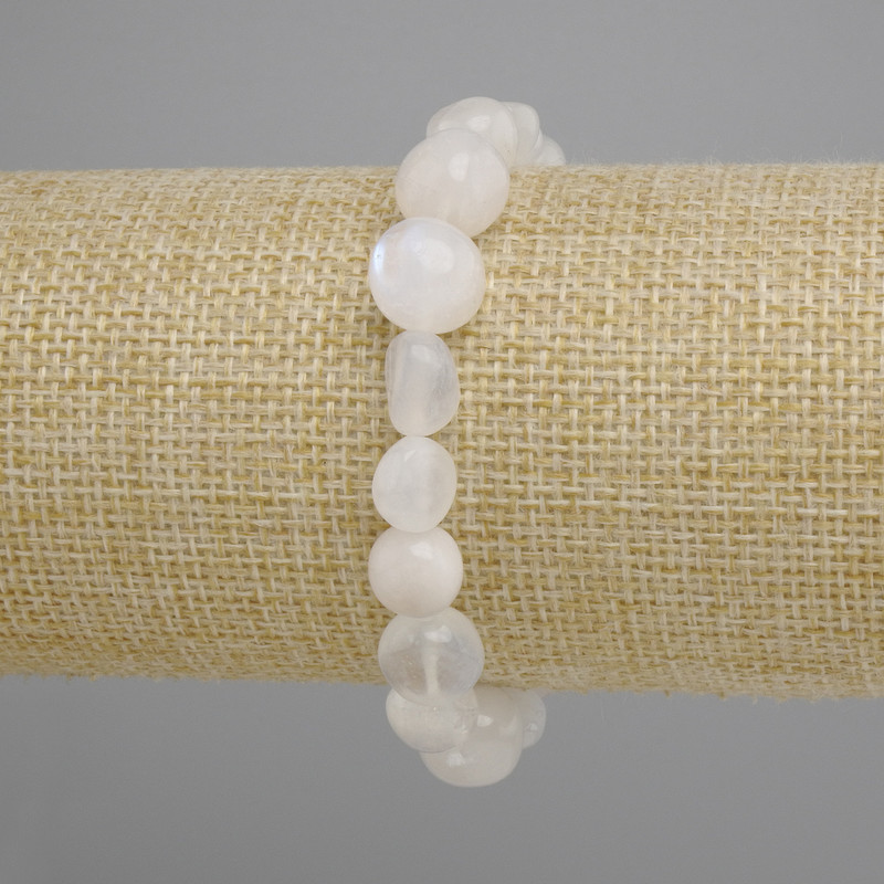 Bransoletka z adularu, gładzone kuleczki, średnica 7–9 mm, 5×7 mm, 5–9 mm +/-; długość 18 cm +/- elastyczna