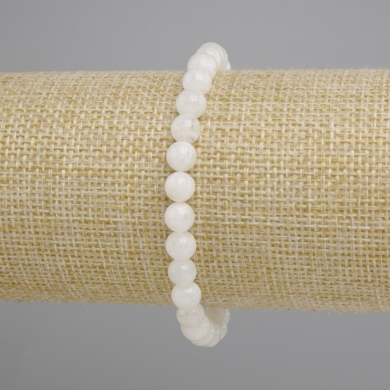 Bransoletka z adularu, gładkie kulki, średnica 6 mm ±, długość 18 cm ±, elastyczna