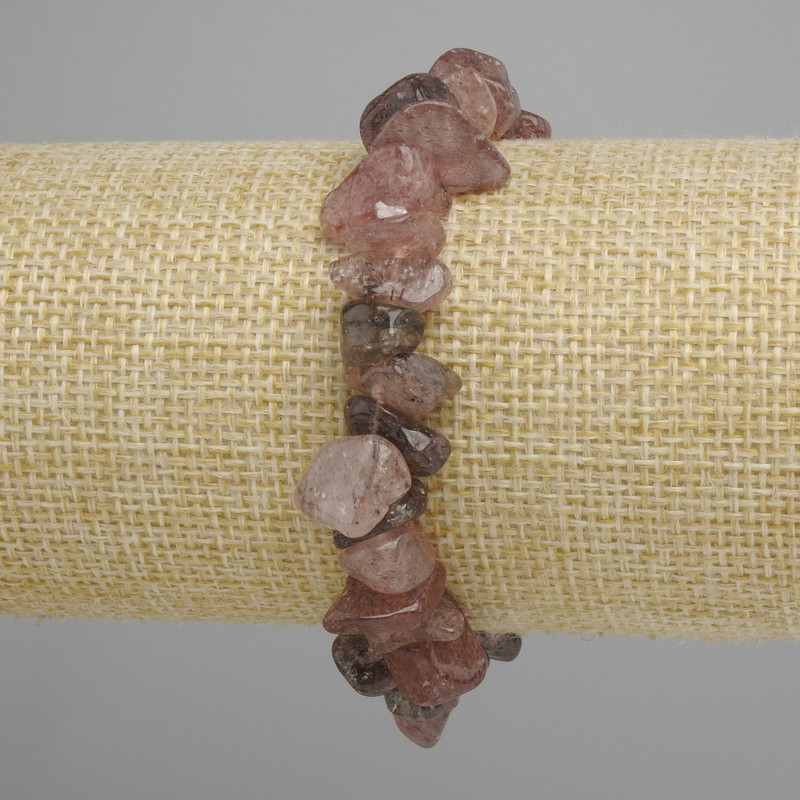 Bransoletka z malinowego kwarcu – drobinki, średnica 7–16×5–8, 5 mm ±, długość 18 cm ±, elastyczna