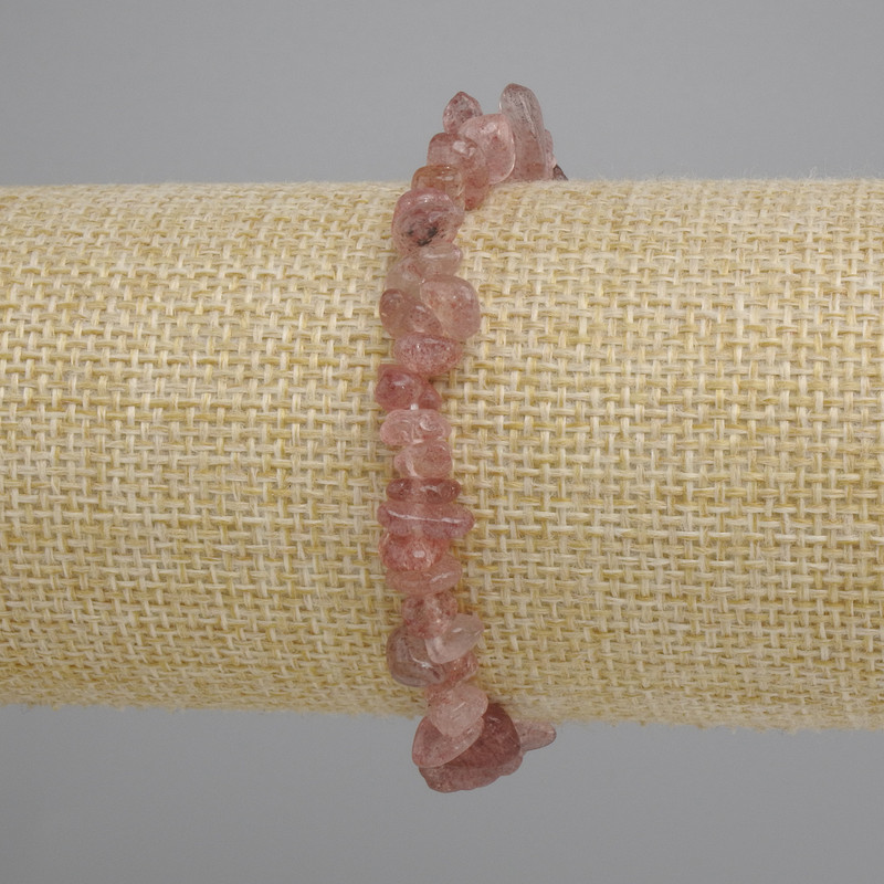 Bransoletka z kwarcu truskawkowego – drobinki, średnica 5–11×4–7 mm ±, długość 18 cm ± elastyczna