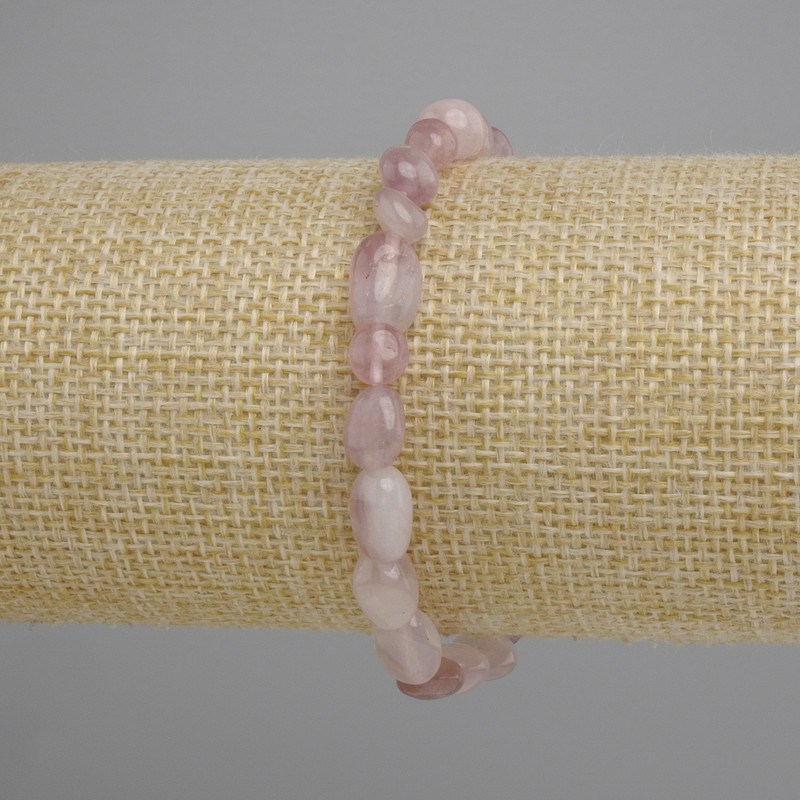 Bransoletka z kwarcu malinowego, galetowana, o średnicy 6–10, 5×6–7, 5 mm ±, długość 18 cm ±, na elastycznej gumce