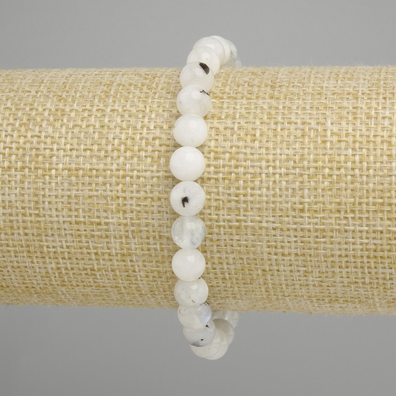 Bransoletka z adularu, gładkie kuleczki, średnica 7 mm ±, długość 18 cm ±, elastyczna