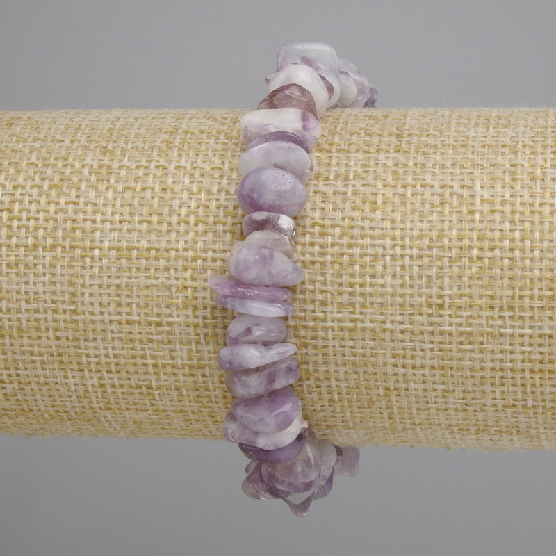 Bransoletka z lepidolitu – drobne cząstki lepidolitu, średnica 10–14×3–5 mm ±, długość 18 cm ±, elastyczna
