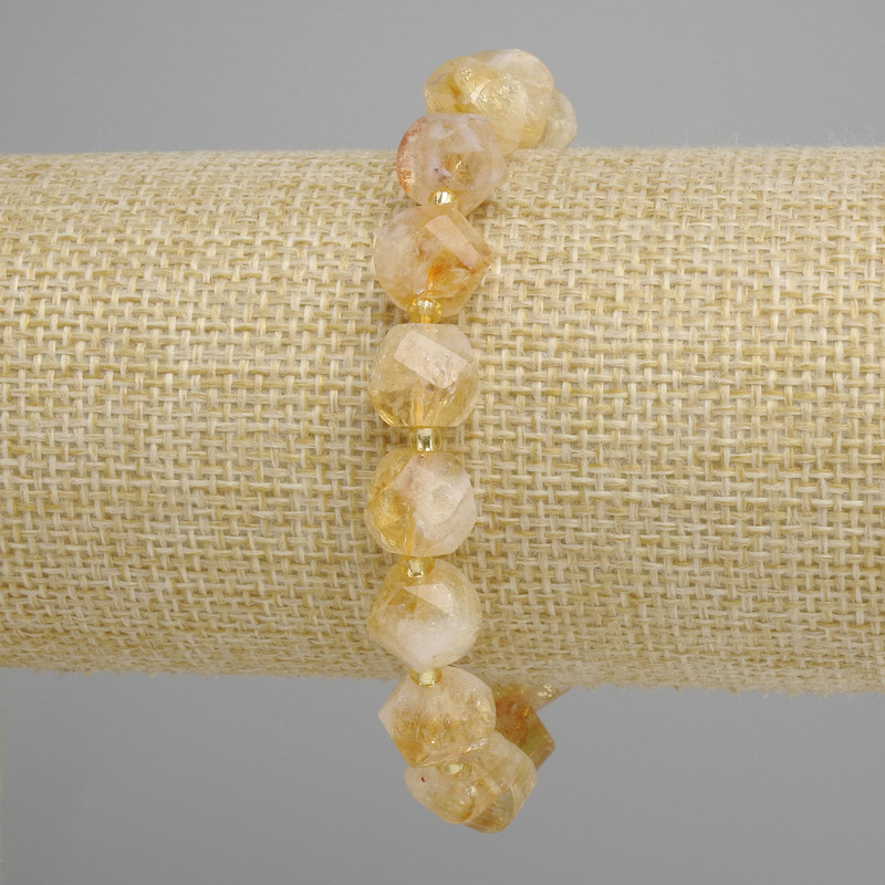 Bransoletka z cytryną fasetowany rombik, średnica 9×9 mm ±, koraliki 3 mm ±, długość 18 cm ±, elastyczna