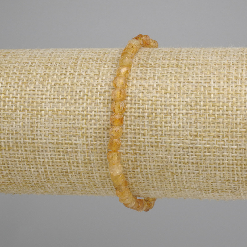 Bransoletka fasetowana z cytrynu – kostka 4×4 mm, długość około 18 cm, na elastycznej gumce