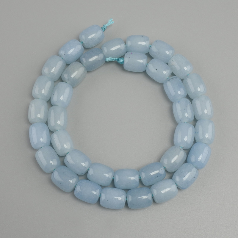 Koraliki z akwamarynu baryłkowe, średnica 10-10 mm, 5×9 mm±, długość 37 cm±