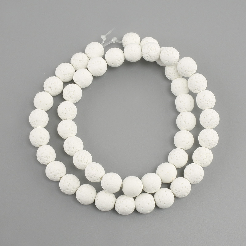 Koraliki z lawy gładkie kulki, średnica 8 mm ±, długość 38 cm ±