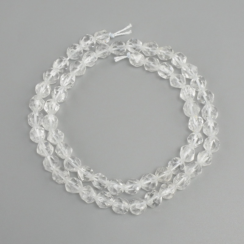 Koraliki z kryształu górskiego fasetowane, średnica 6-6,5×6 mm ±, długość 37 cm ±