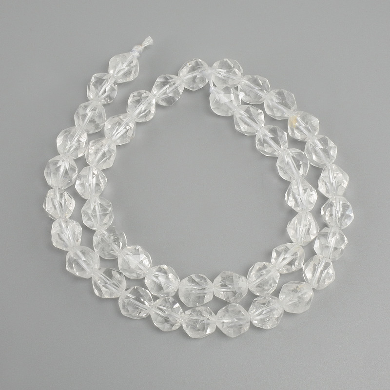 Koraliki z kryształu górskiego fasetowane, średnica 8,5×8 mm ±, długość 37 cm ±