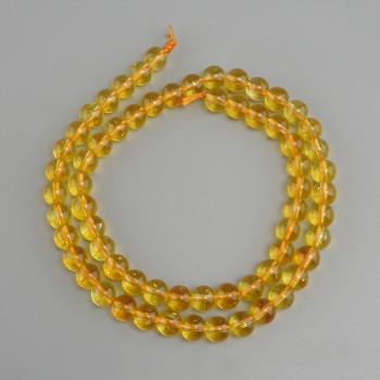 Koraliki cytrynowe gładkie kuleczki, średnica 6 mm, długość 38 cm