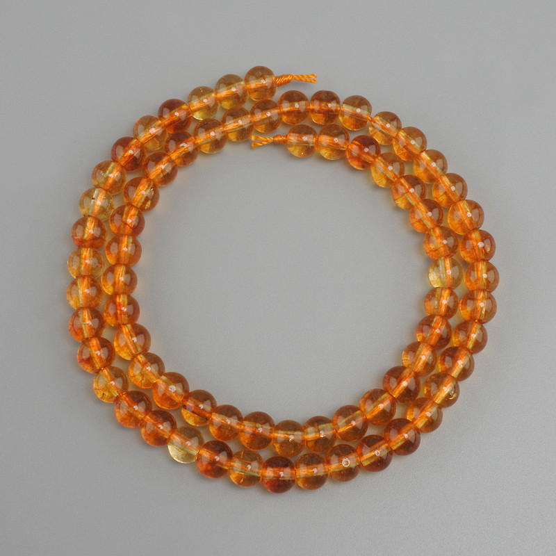 Koraliki cytrynowe – gładkie kuleczki, średnica 6 mm ±, długość 37 cm ±