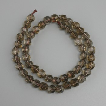 Koraliki z dymnego kwarcu fasetowane, średnica 7×7 mm ±, długość 36 cm ±