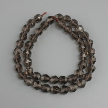 Koraliki z topazu dymnego, fasetowane, średnica około 8×7,5 mm, długość 38 cm ±