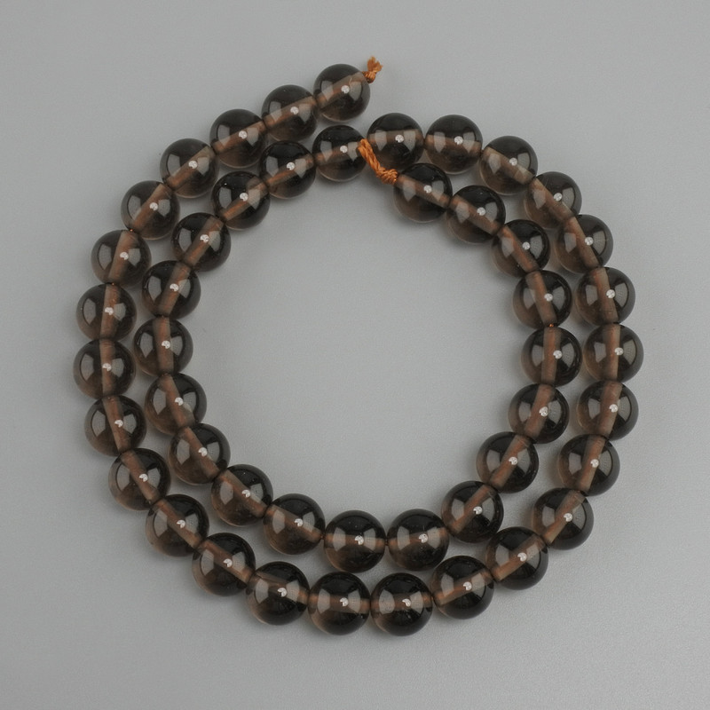 Koraliki topazu dymnego, gładkie kuleczki, średnica 8,5 mm, długość 38 cm