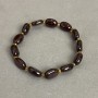 Bransoletka z granatem owal 12×8 mm ± z metalowymi wstawkami, długość 18 cm ± na gumce elastycznej