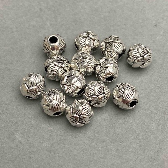 Koralik-wstawka, kolor metalu: srebrny, średnica koralika około 7 mm ±, otwór około 2,2 mm ±, opakowanie 20 g ~19 szt.