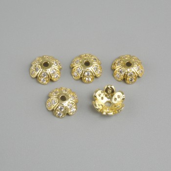 Cena za 1 szt. Końcówka jubilerska, średnica około 7,5×1,5 mm, otwór 1,1 mm, złoty kolor metalu