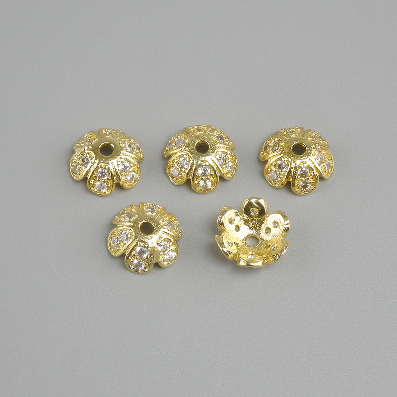 Cena za 1 szt. Końcówka jubilerska, średnica około 7,5×1,5 mm, otwór 1,1 mm, złoty kolor metalu