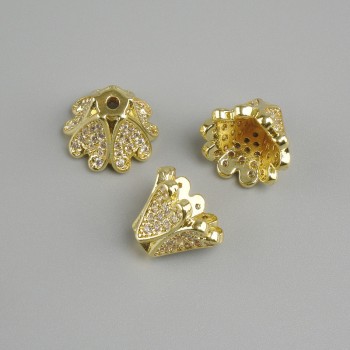Cena za 1 szt. Końcówka jubilerska, średnica 12×8 mm ± otwór o średnicy około 1,3 mm ±, złoty kolor metalu
