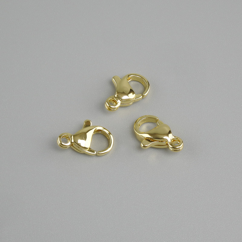 Cena za 1 szt. Zapięcie karabińczyk, średnica 15×8 mm, kolor metalu złoty