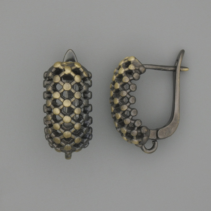 Haczyki do kolczyków, kolor brązowy, metal 18×8 mm – para