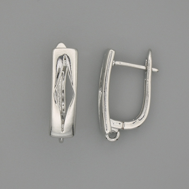Zapięcia haczykowe do kolczyków z metalu o srebrzystym wykończeniu 19×5 mm + - para