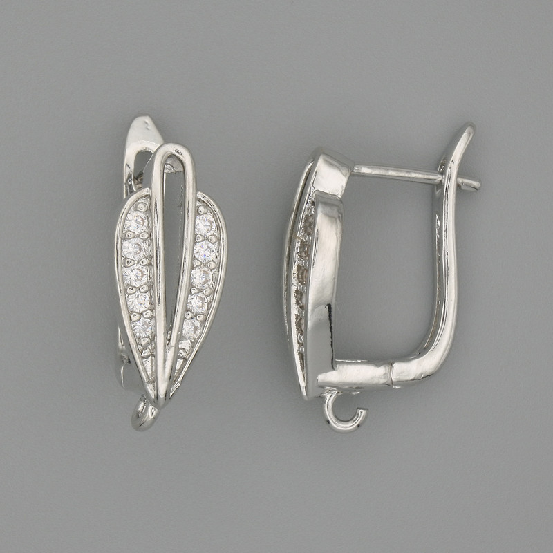 Sztyfty do kolczyków ze srebrzystego metalu 19×7 mm - para