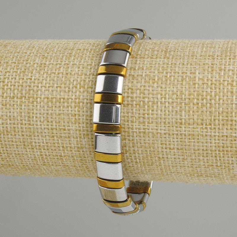 Bransoletka z hematytu «Łańka», ogniwo łańcucha, średnica 10×7 mm ±, 10×2 mm ±, długość 18 cm ±, elastyczna