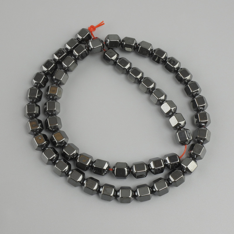 Koraliki hematytu fasetowane, średnica 8×6 mm, 5 mm ±, długość 40 cm ±