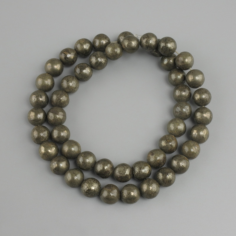 Koraliki piryt, gładkie kulki, średnica 8,5 mm+-, długość 38 cm +