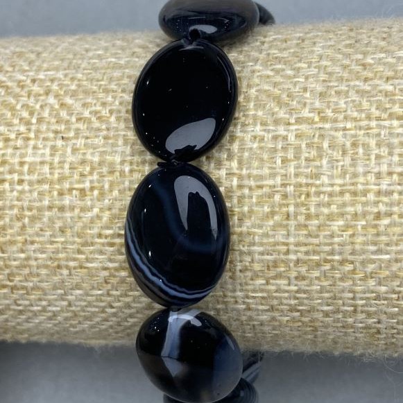 Bransoletka agat owal, średnica 20×15 mm, długość 18 cm, elastyczna