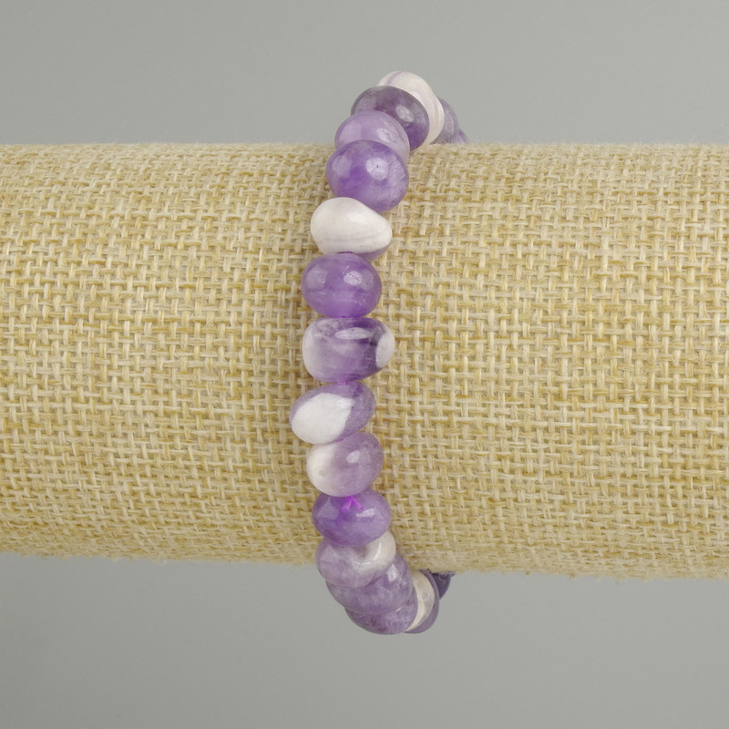 Bransoletka z ametystu Szewron fasetowana, średnica 9–11×6–8 mm, 5 mm ±, długość 18 cm ±, elastyczna